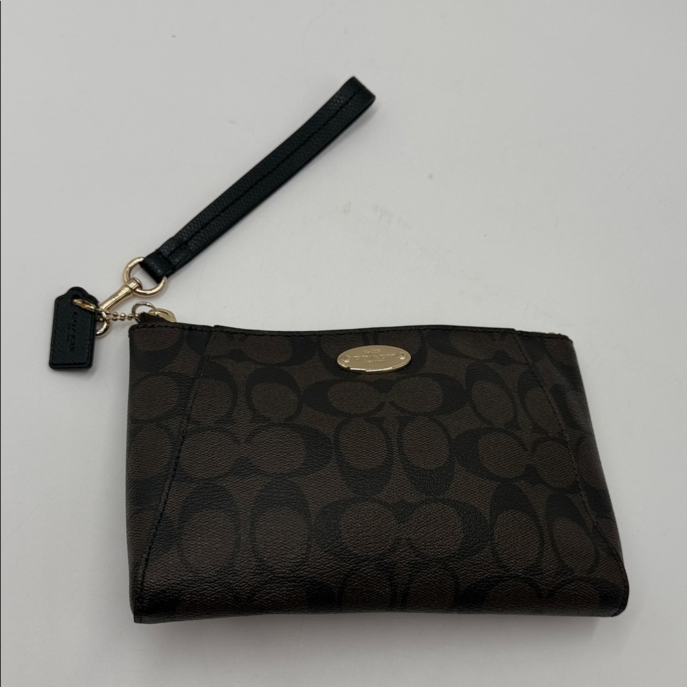 Coach Dark Brown Signature Wristlet